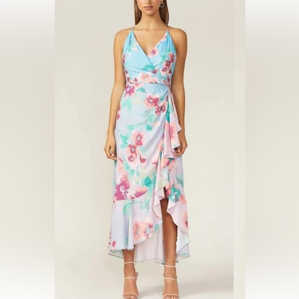 Adelyn Rae Floral Maxi Dress - Blue and Pink